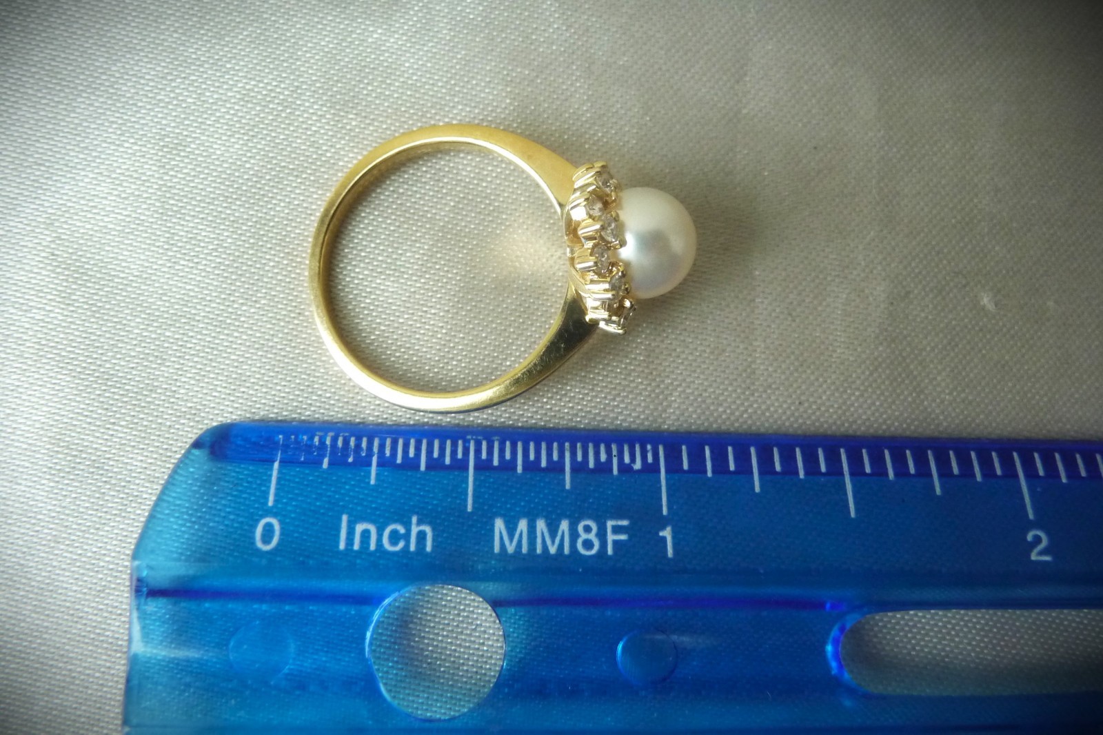GORGEOUS $2450 MIKIMOTO BLUE LAGOON 14K HALO 16 DIAMONDS PEARL ENGAGEMENT RING!