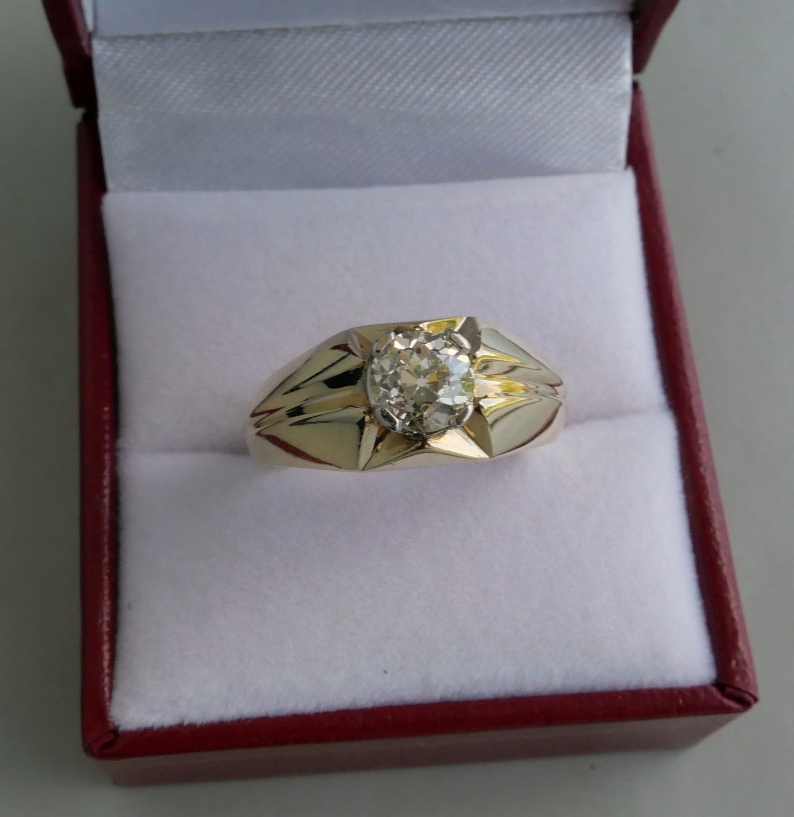 Vintage 14K Yellow Gold 0.90 Ct Old European Cut Diamond Ring 5.3 Gr Sz 8.75