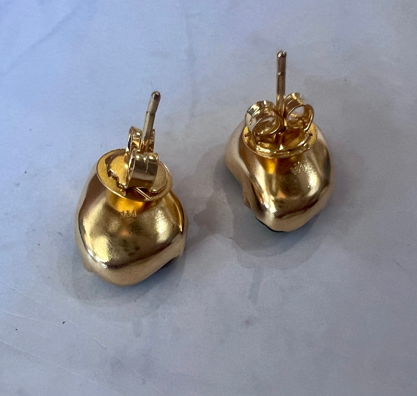 Mexican Tabasco Dark Geode Earrings – 22K Gold Plated 925 Sterling Silver Studs