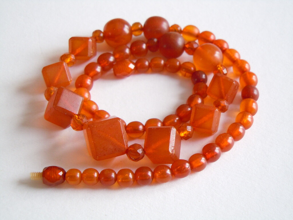 Art Deco Honey Natural Amber Necklace Collar Balls & Cubes 21.4 G/49.5 Cm