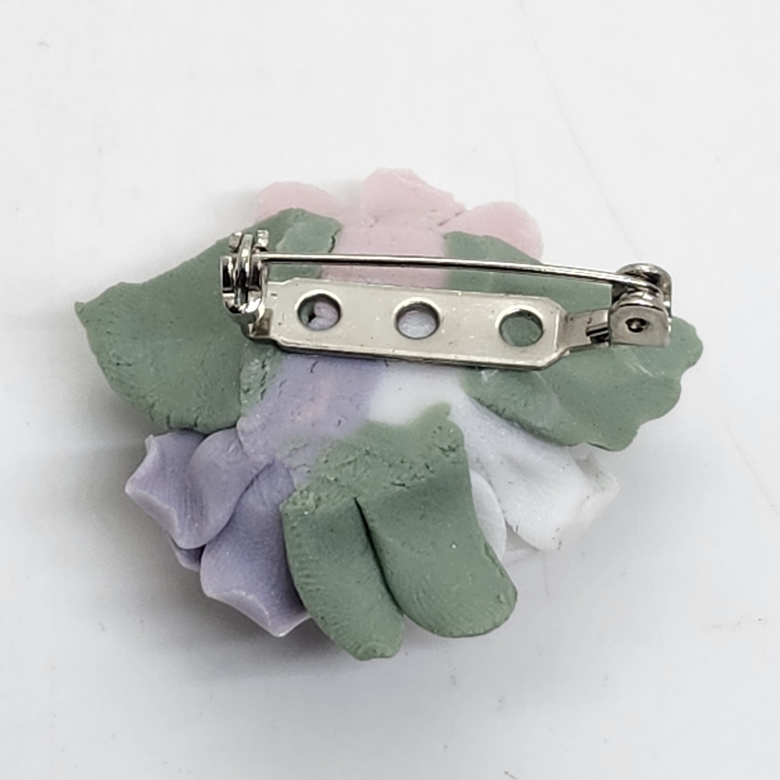 Ceramic Flowers Brooch Pink Purple White