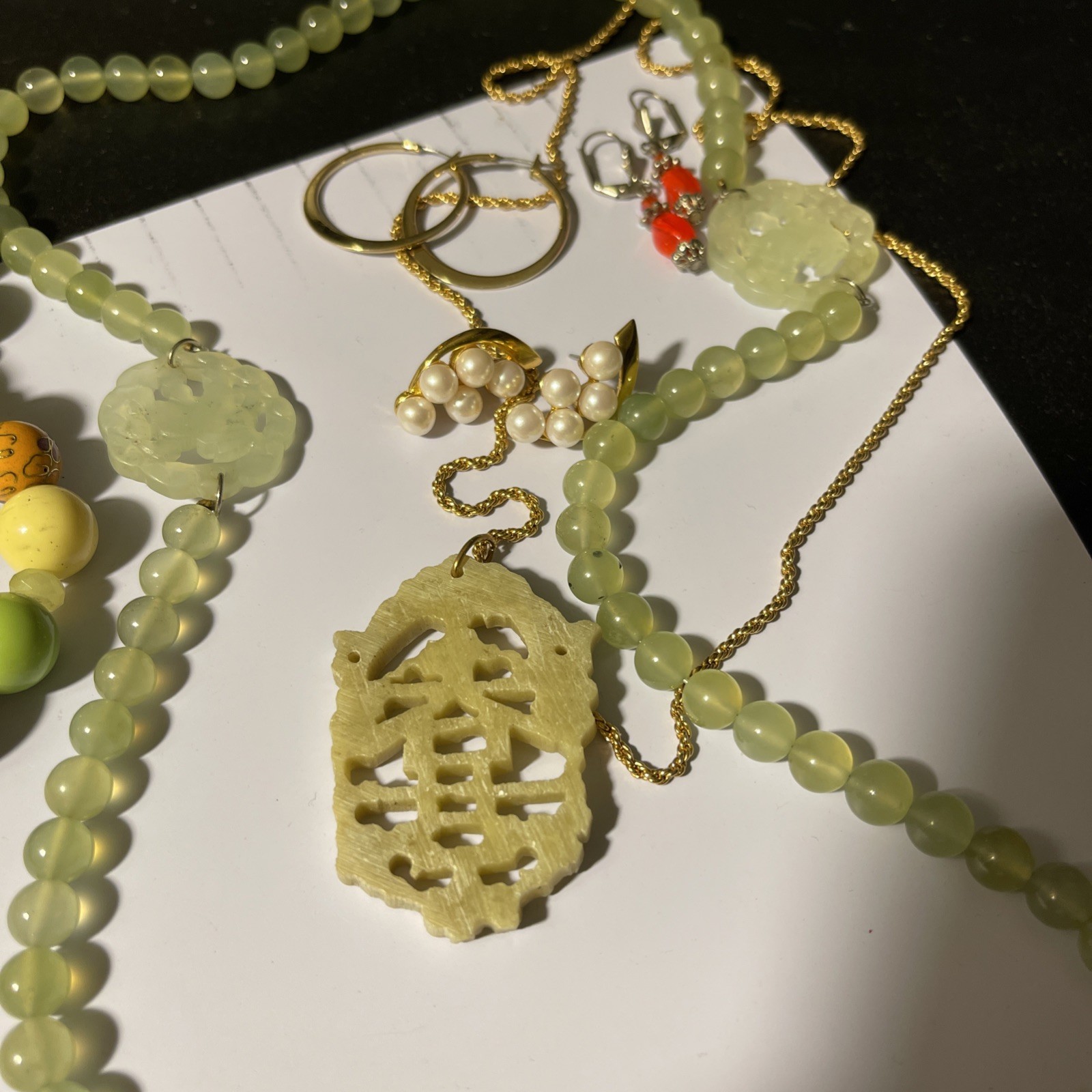 Mixed Lot LEMON JADEi JEWRLY NECKLACE PENDANT EARRINGS BRACELET Glass Mix Stones