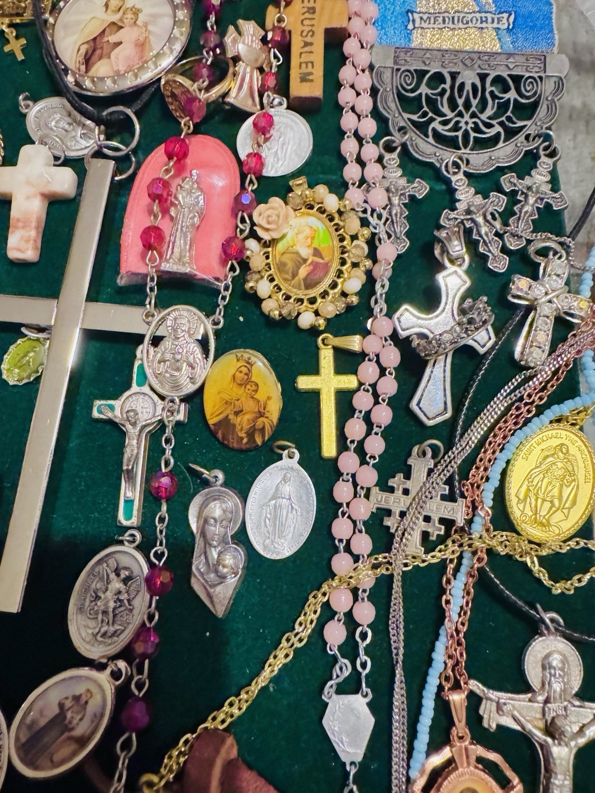Vintage Modern Religious Cross Necklace Jewelry Lot 120+ Italy Germany Bethlehem