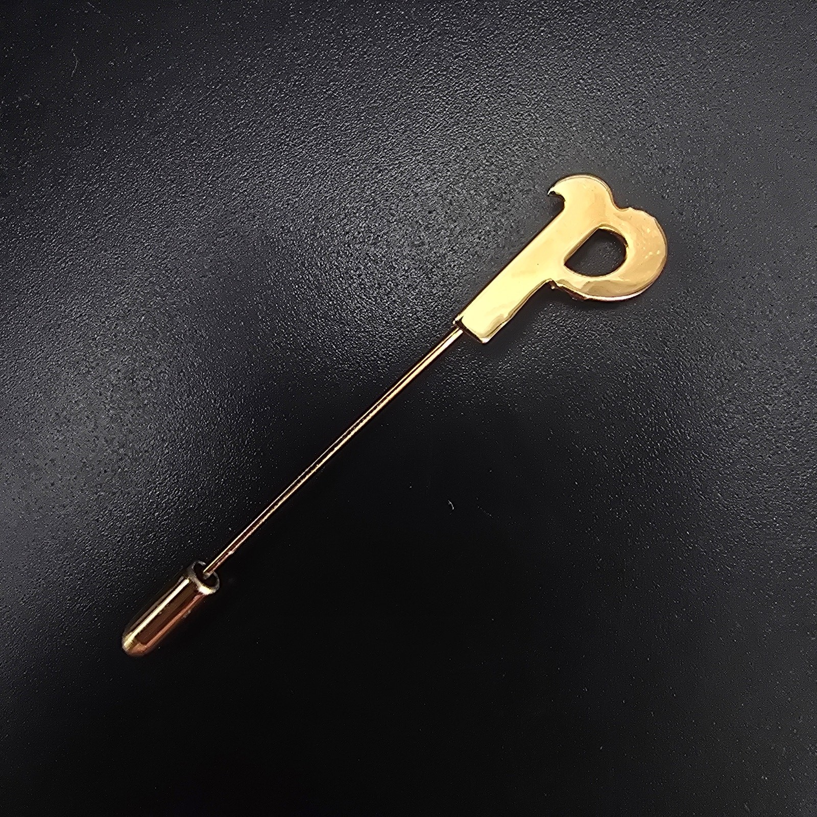Vintage Gold Tone Letter P Initial Stick Pin Timeless Classic New Old Stock