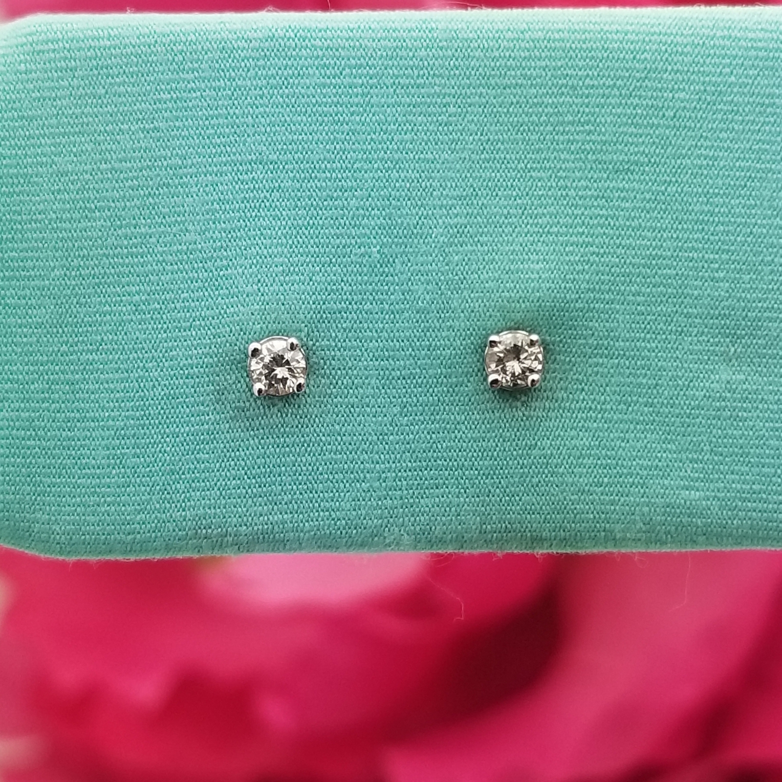 14K White Gold Diamond Stud Earrings, .15CTW, Vintage, Every Day Studs