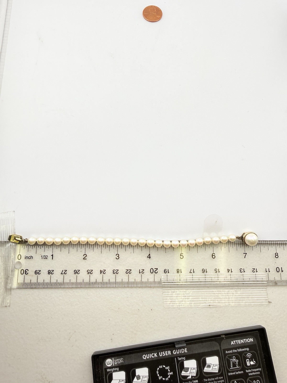 METALL VINTAGE VERMEIL 925 6MM FAUX PEARL 7 1/4” BRACELET PLEASE READ K5D