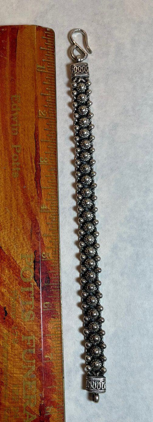 Vintage 44g Sterling Silver BA SUARTI BALI Flower Link 7.75” Snake Bracelet 925
