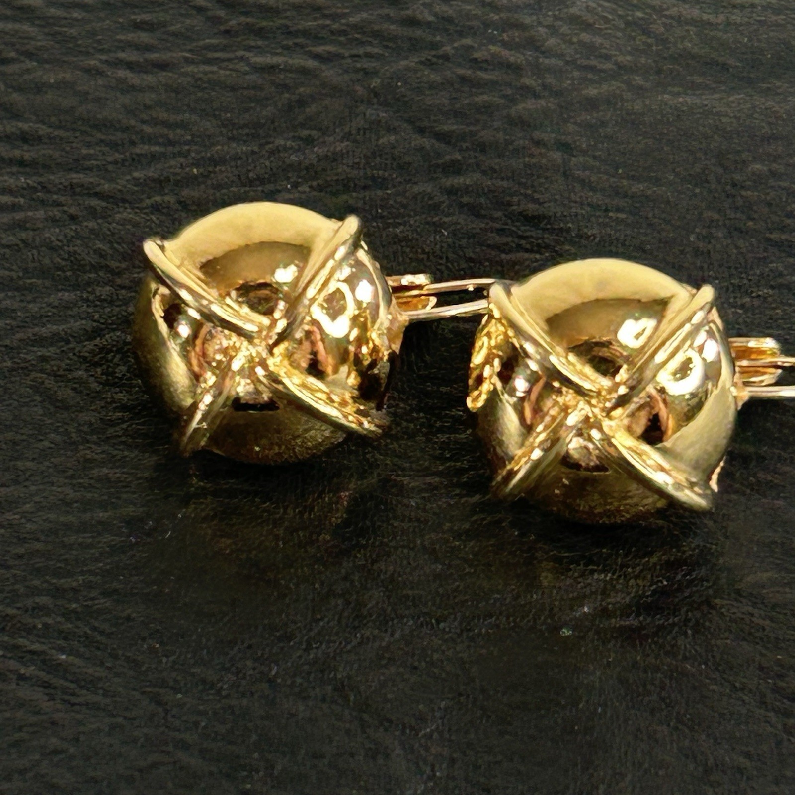 Vintage Monet Lever Back Earrings Gold Tone X Knot Criss Cross READ