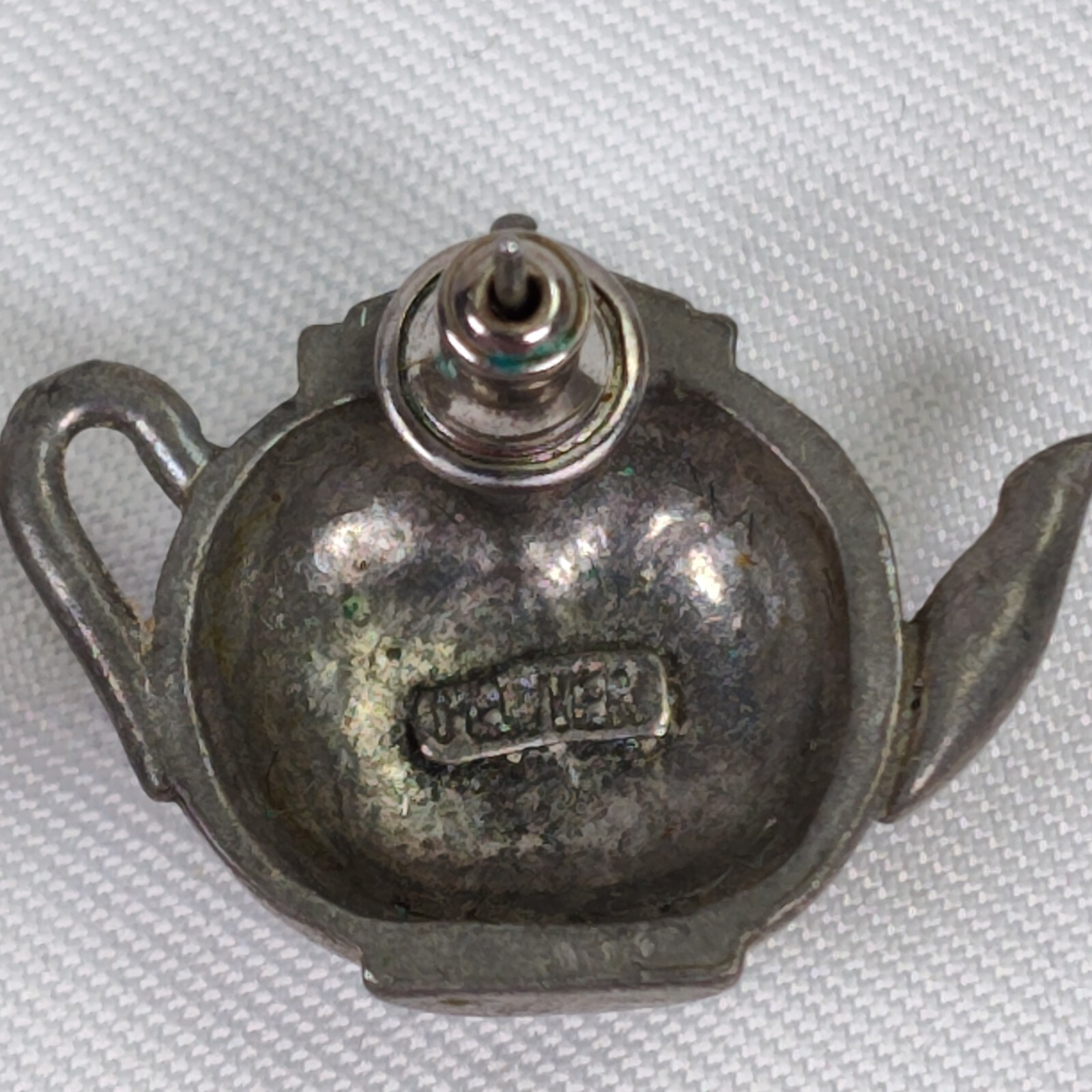 Jim Clift Pewter Tea Pot Charm Bracelet and Earrings Set Toggle Clasp