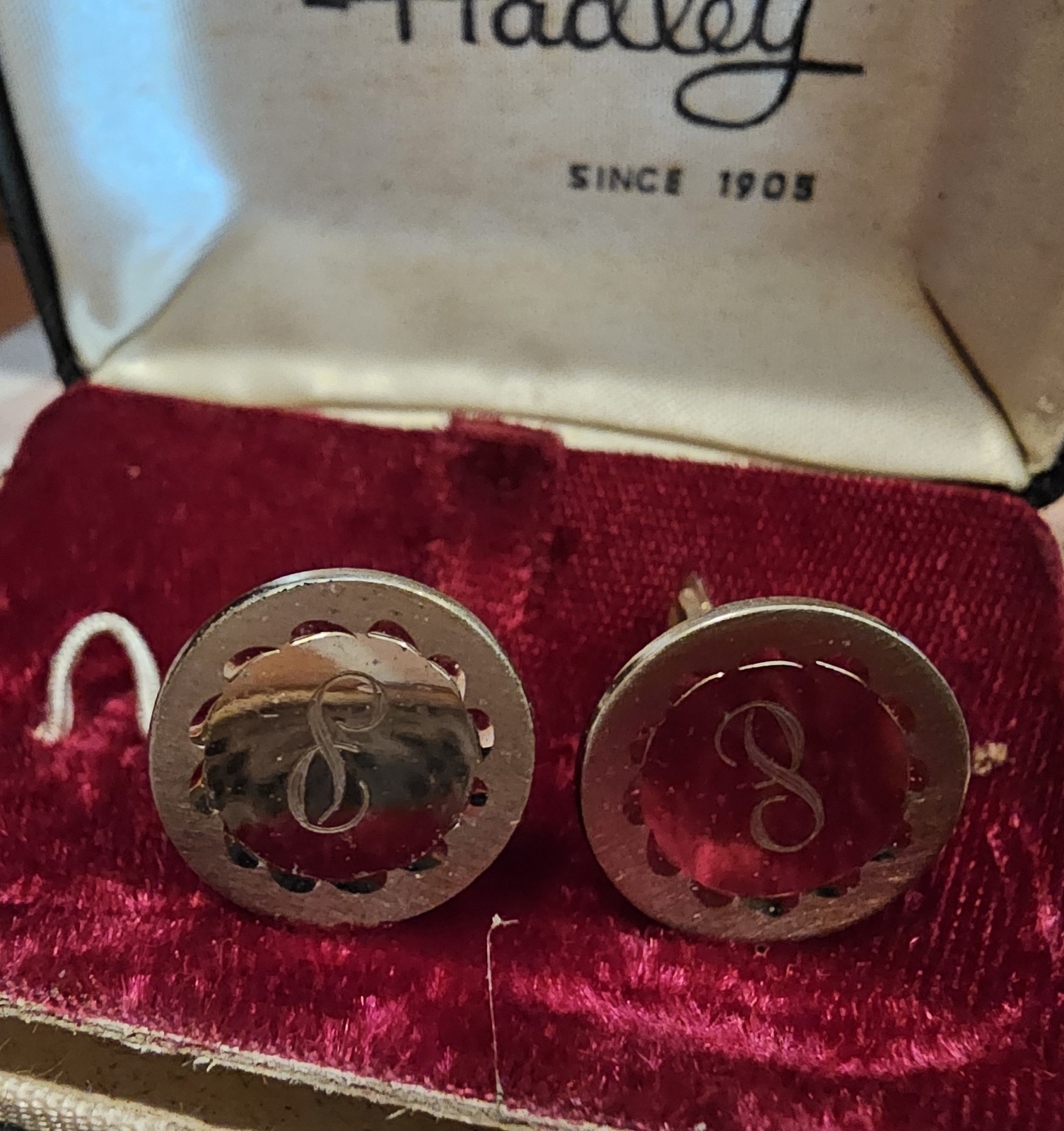 Vintage Gold Tone HADLEY Cufflinks “P” Intial