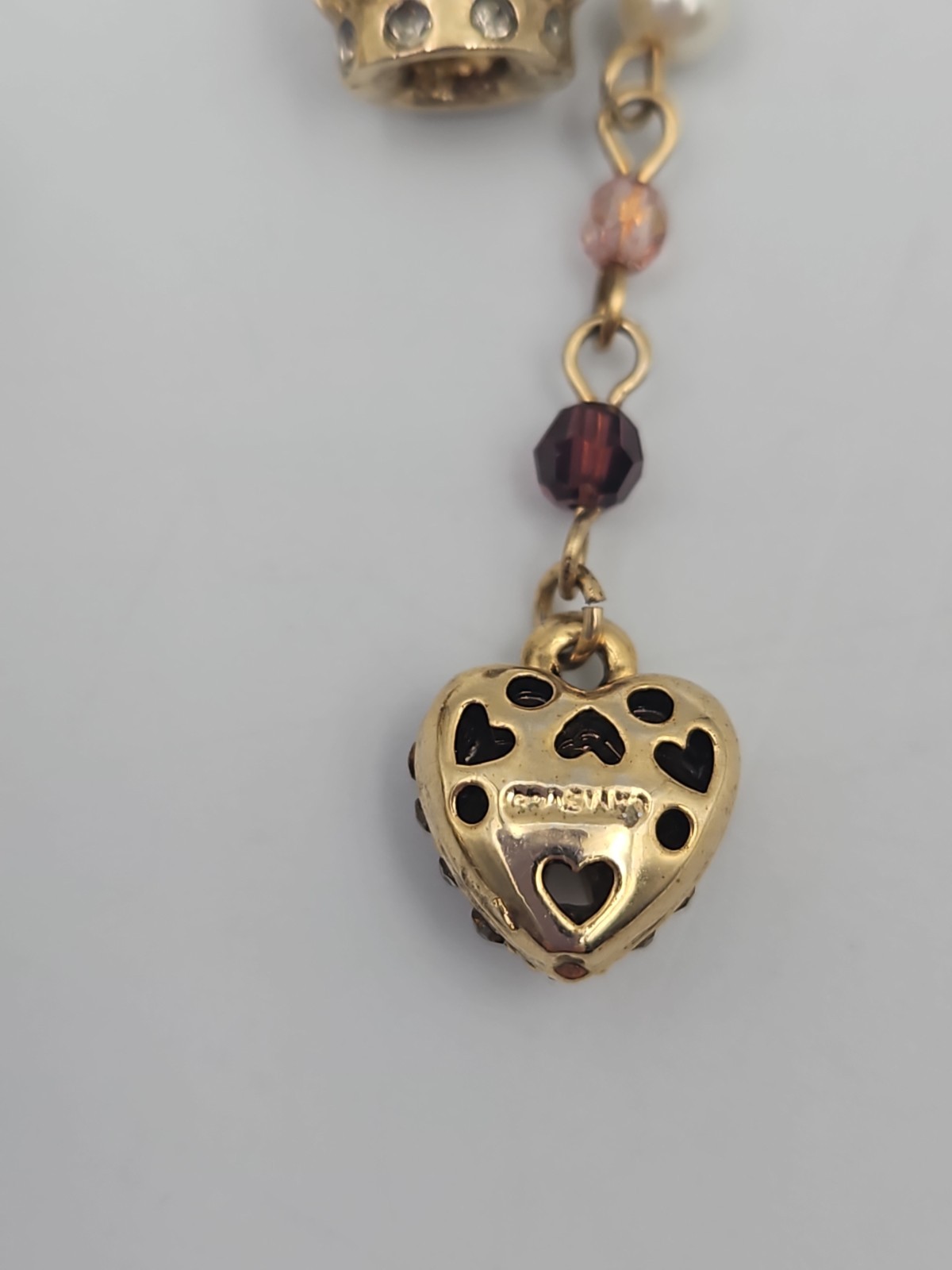 Vintage Graziano Gold Tone Dangle Drop Charm Pierced Earrings