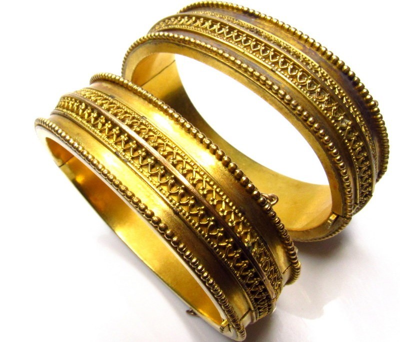 Victorian Gold Filled Etruscan Revival Bracelet Lot of 2 SET