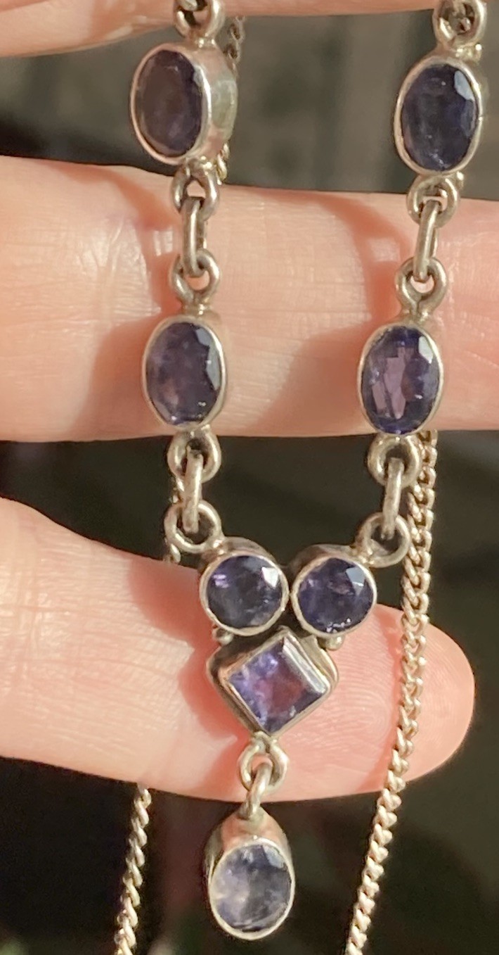 Vintage sterling silver amethyst Y necklace