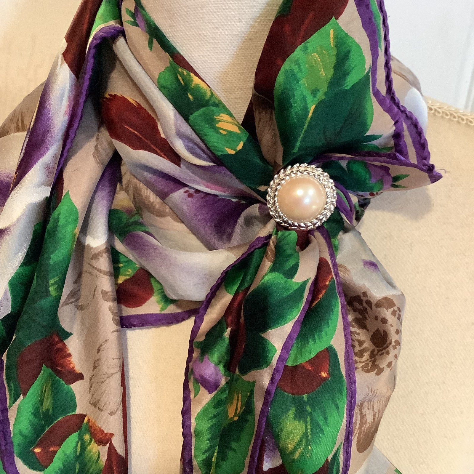 sold Individually – Vintage ornate scarf clips Celluloid metal – Details Below!