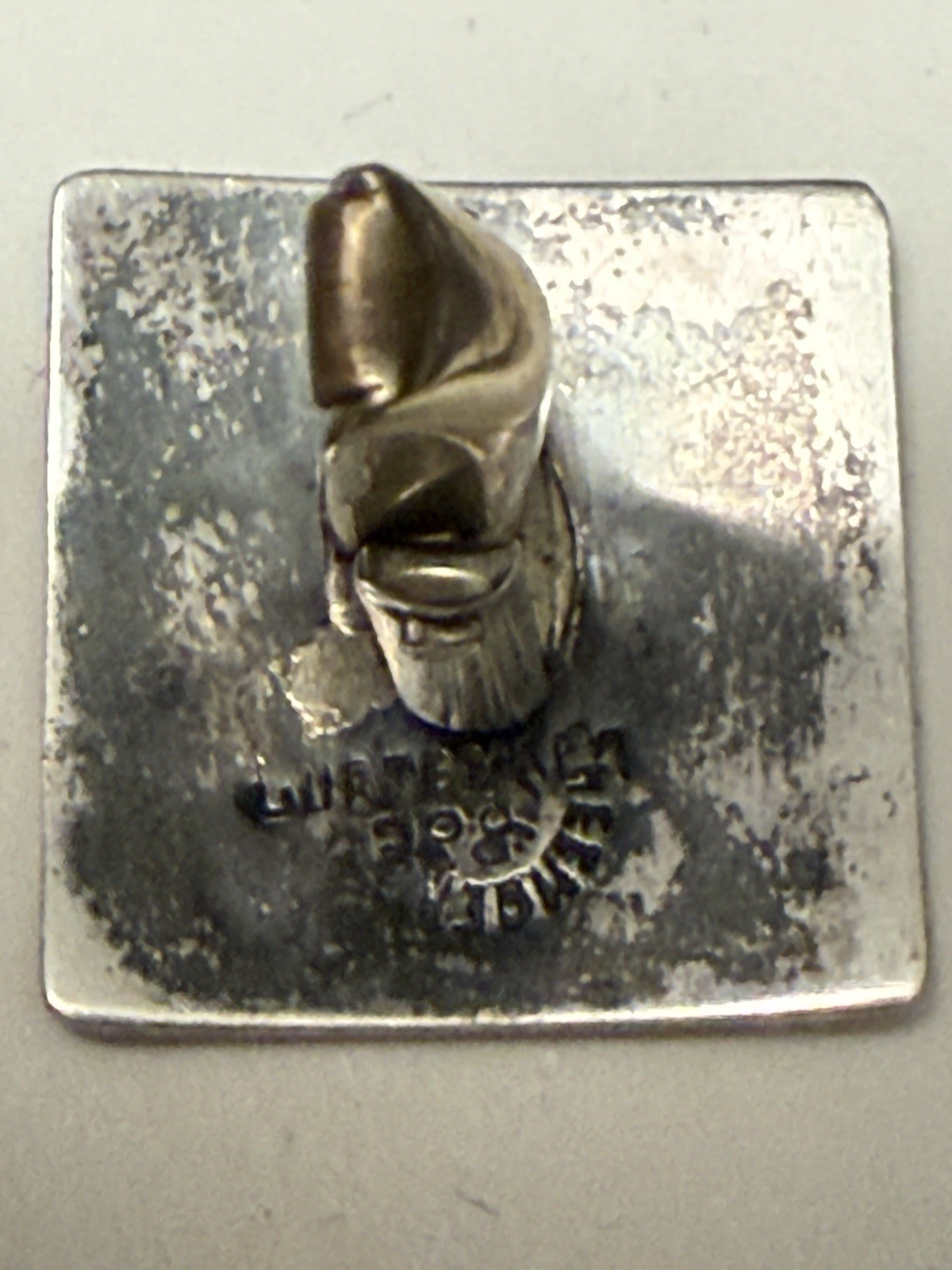 Vintage silver 900 Guatemala Alpaca Silver / Inlaid Turquoise Cufflinks / 9.3 G