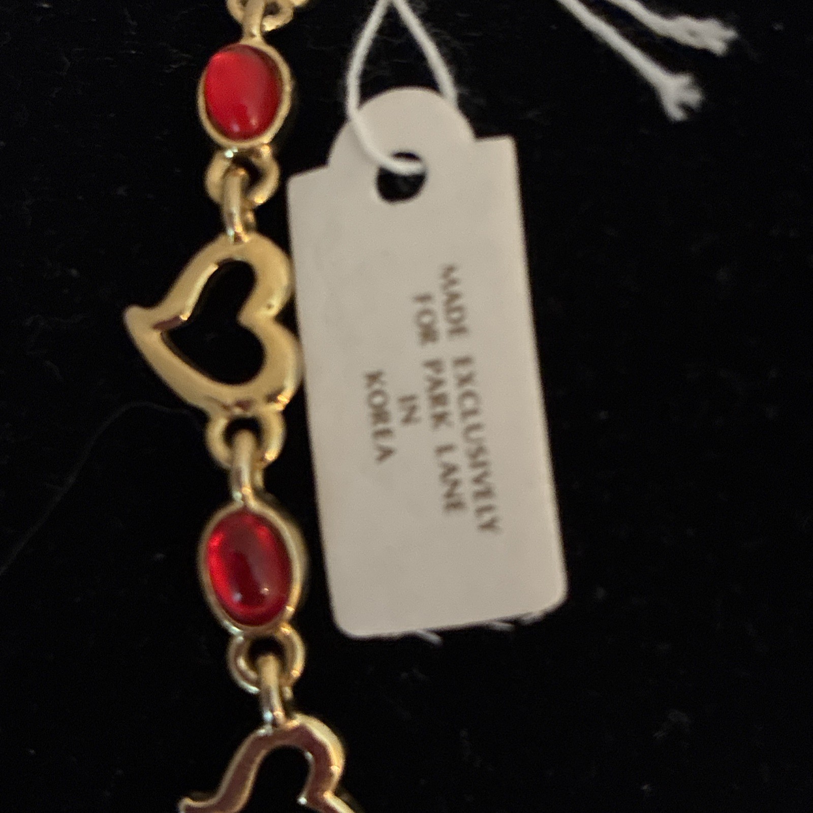 Vtg NWT Jewels by Park Lane Demi-Parure • Necklace & Bracelet Gold & Red Hearts