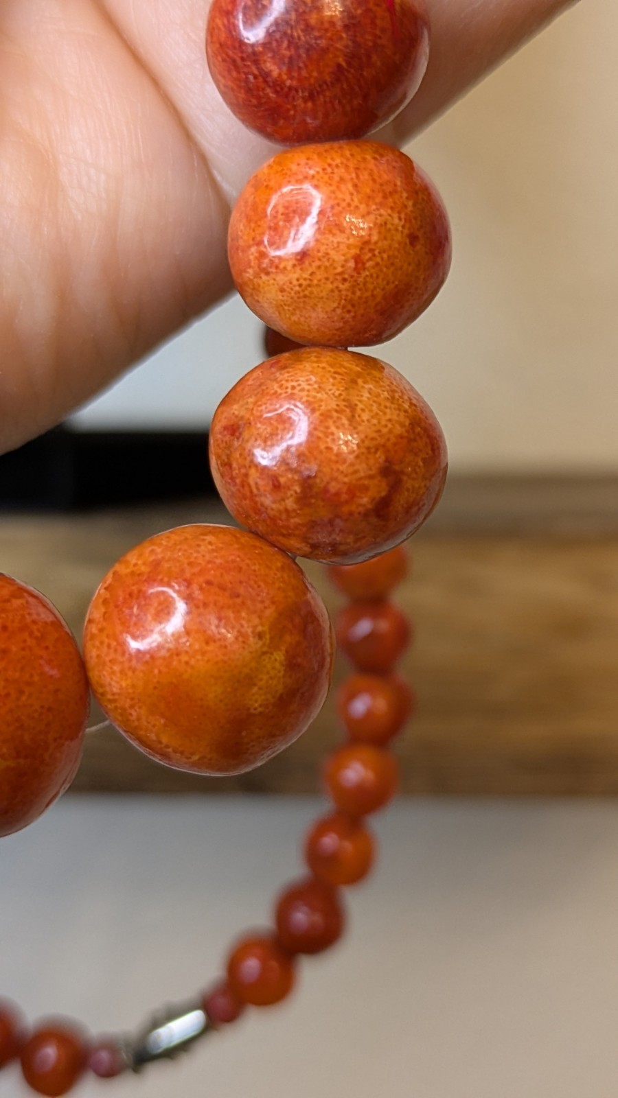Heavy 86g Vintage Sponge Coral Necklace 24” Graduated Bead Estate