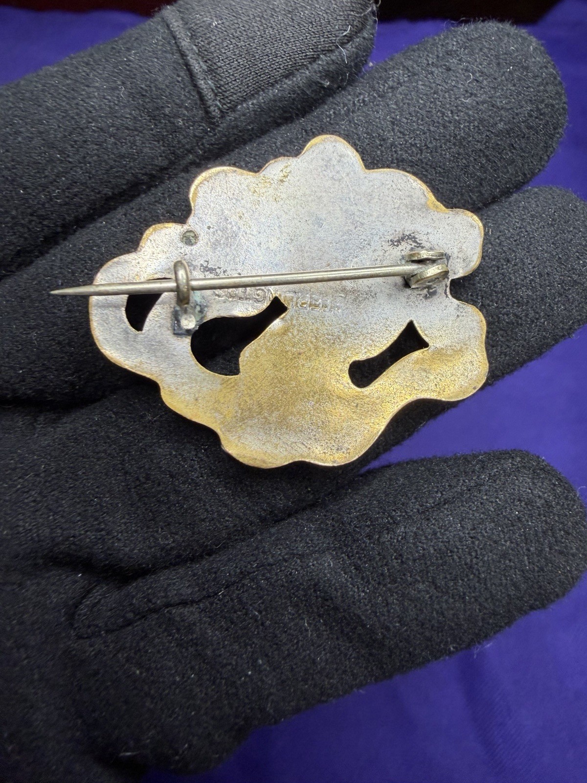 Antique Art Nouveau Sterling Top Lady Portrait Brooch Pin Floral Hair