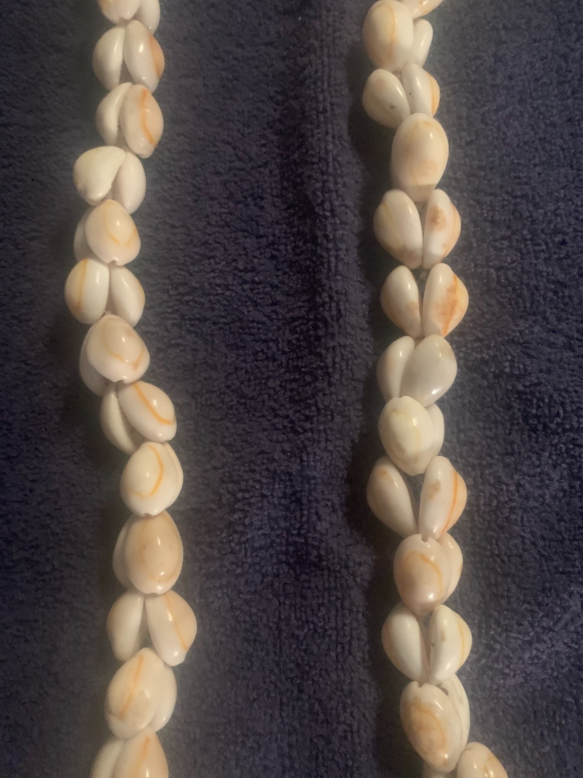 Vintage Hawaiian Cowrie & Mini Conch Sea Shell Necklace Natural Beaded Lei 38”