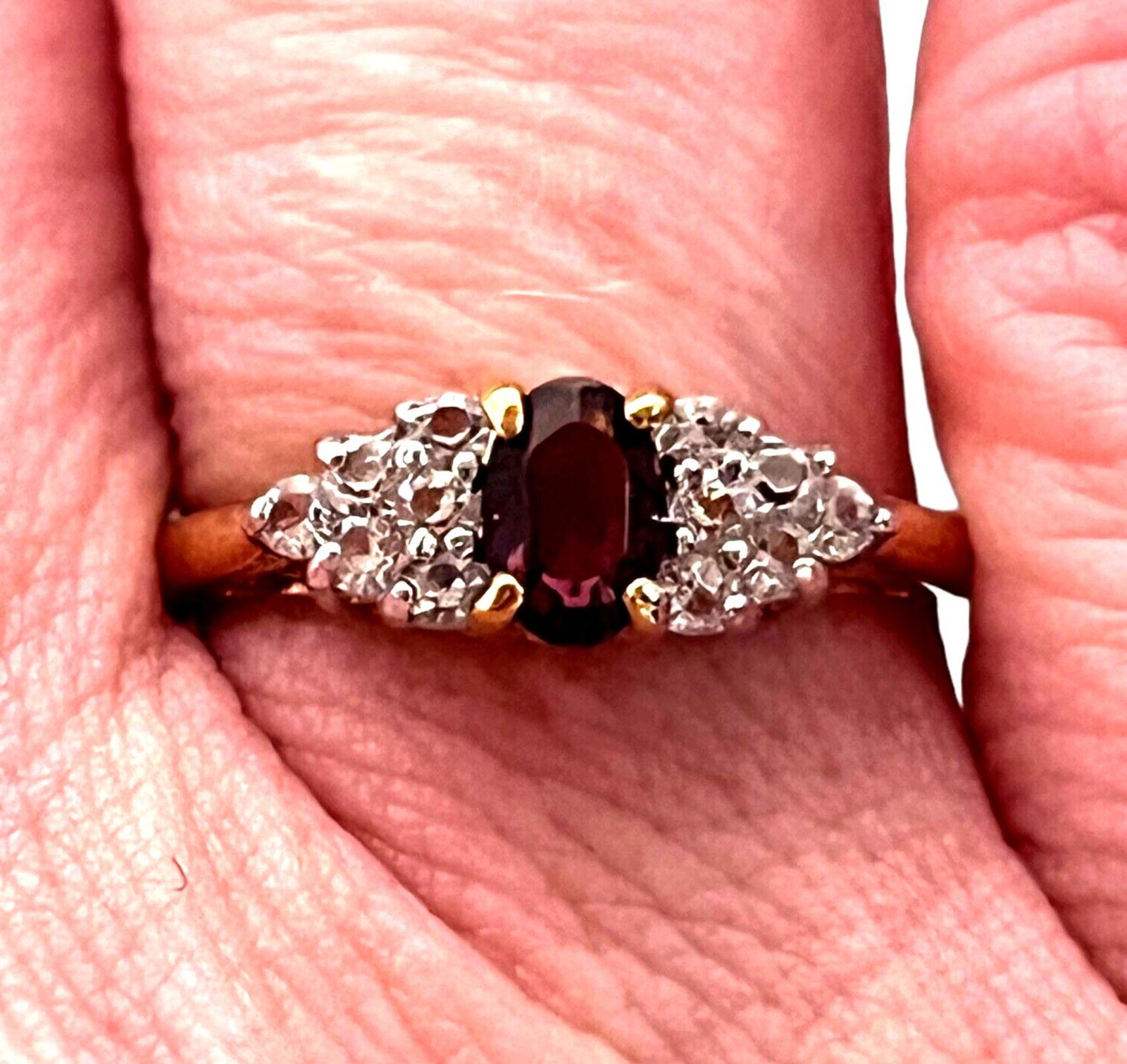 Vintage 1970s Ring Size 5 Purple CZ Cluster Prong Set Gold Plated – 14Z
