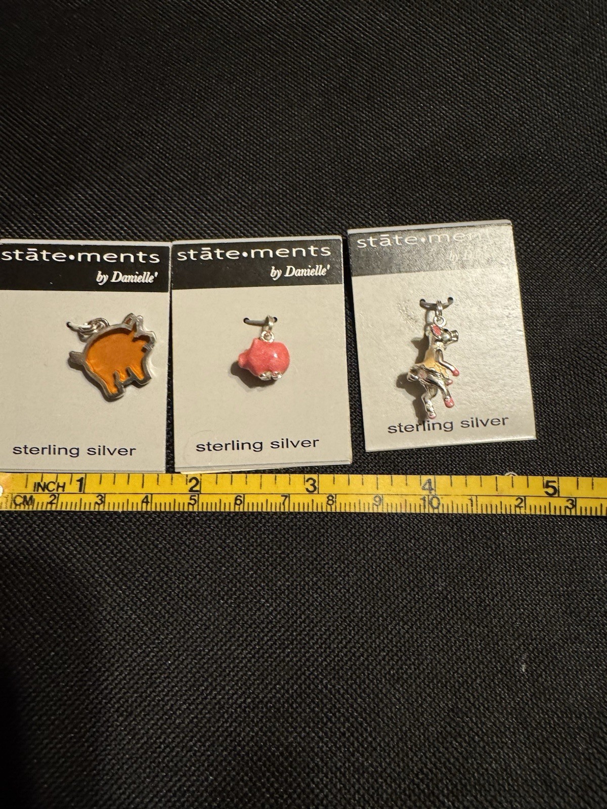 Three statement By Danielle Sterling Silver Pig Charms, All Different