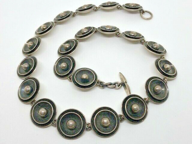 Vintage~Neils Erik FROM~ Modernist Denmark Sterling Beadwork Necklace 15″ / #798