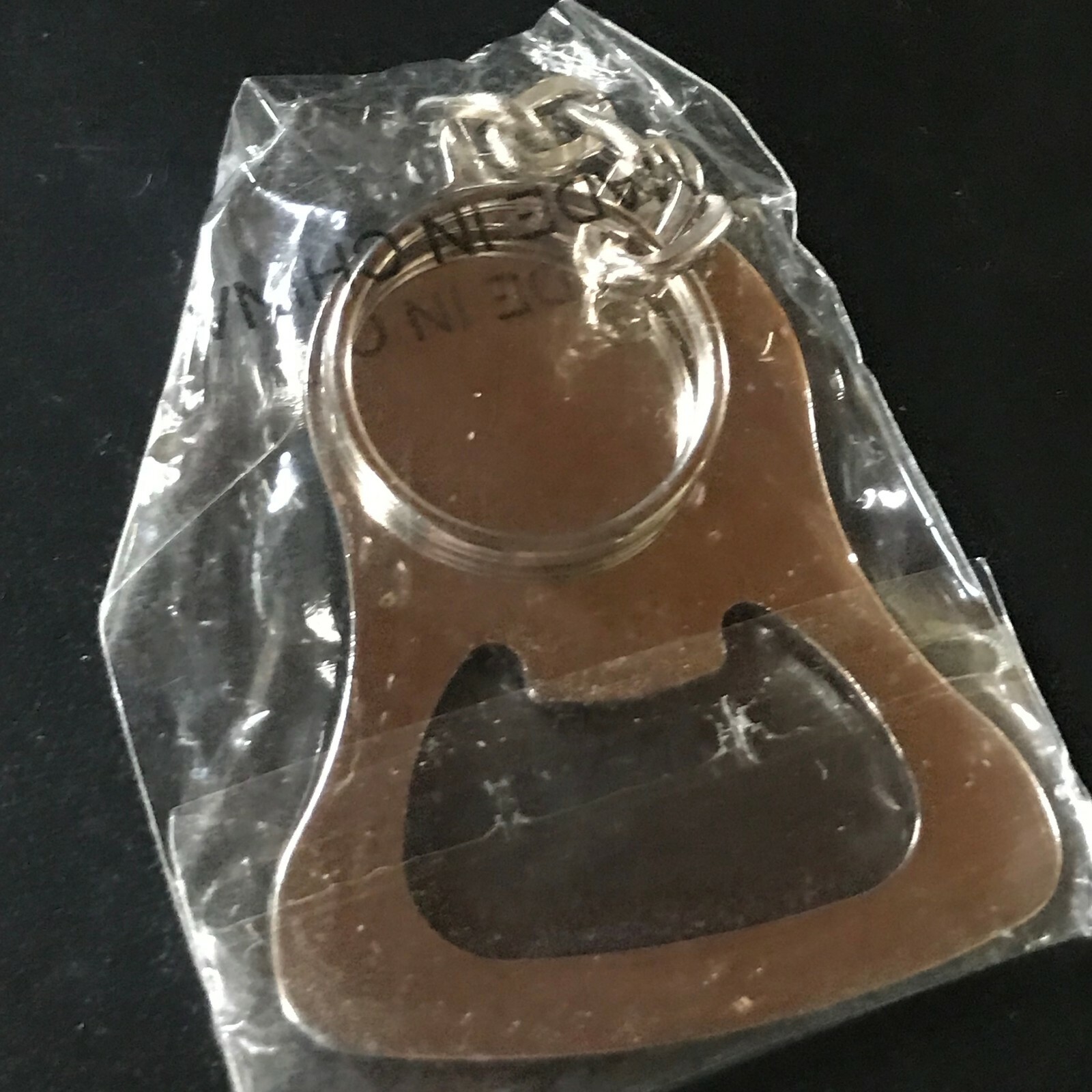 Estate Silvertone Bottle Opener w Black & White Stag Deer Head & Cross Medallion