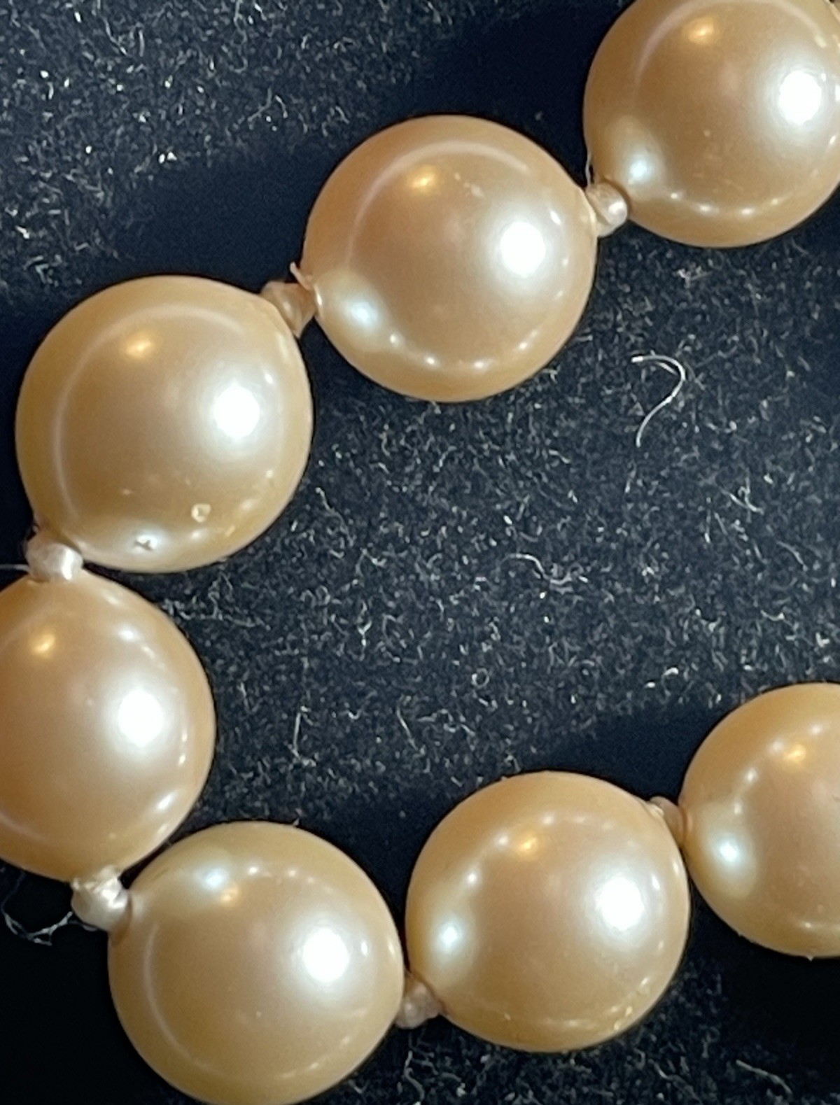 Vintage MONET Individually Knotted Faux Pearl Necklace Signed 22 inches M28