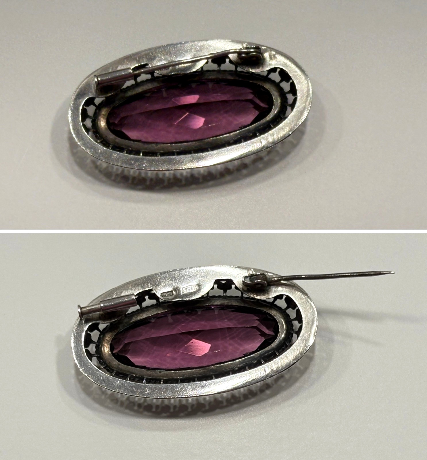 SVERDLOVSK JEWELRY FACTORY SOVIET VINTAGE ca.1963 STERLING SILVER 875 BROOCH 14g
