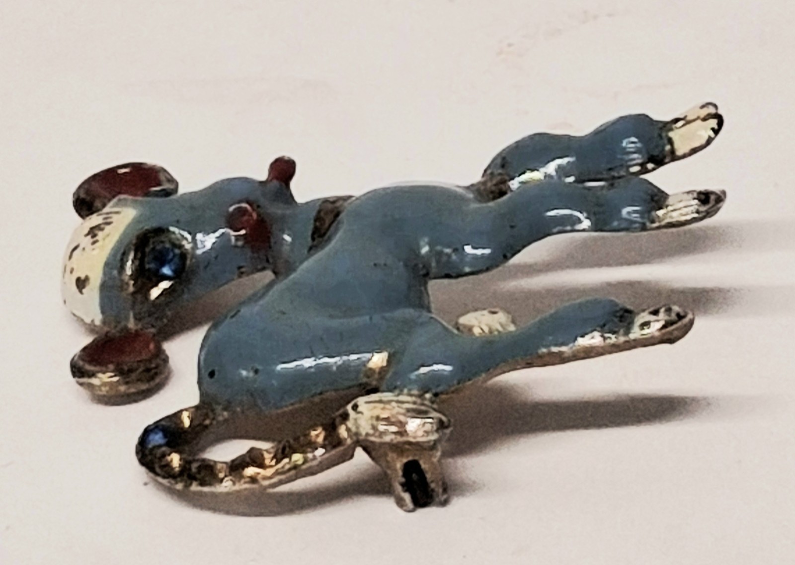 Vintage 1930’s Goldtone And Blue Enamel Cow Calf Brooch