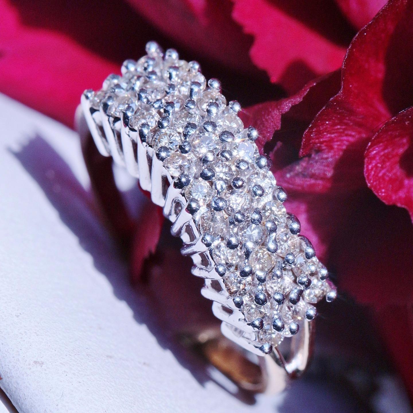 14k yellow gold ring 0.50ct natural diamond cocktail 2.85gr handmade size 5. 5