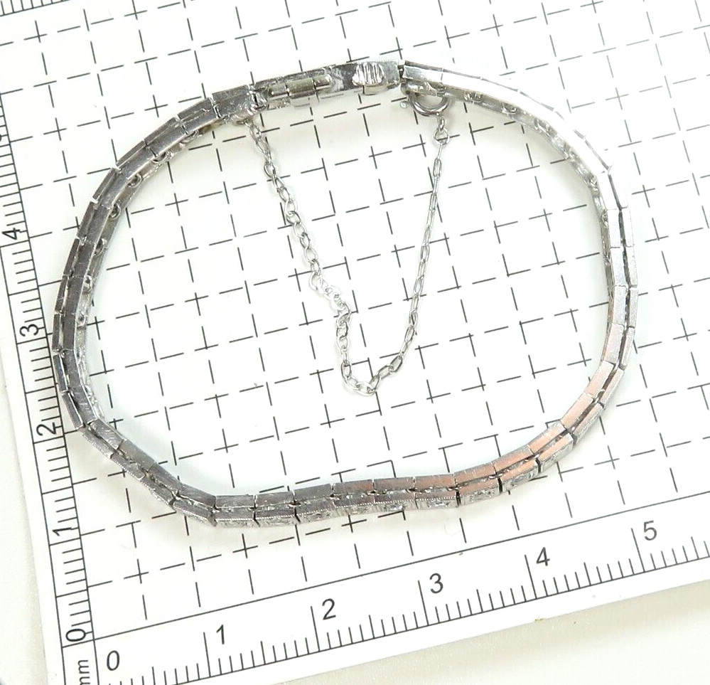 Antique 1920’s Add Diamond Straight Line Bracelet Platinum 7″ Long 0.144″ Width