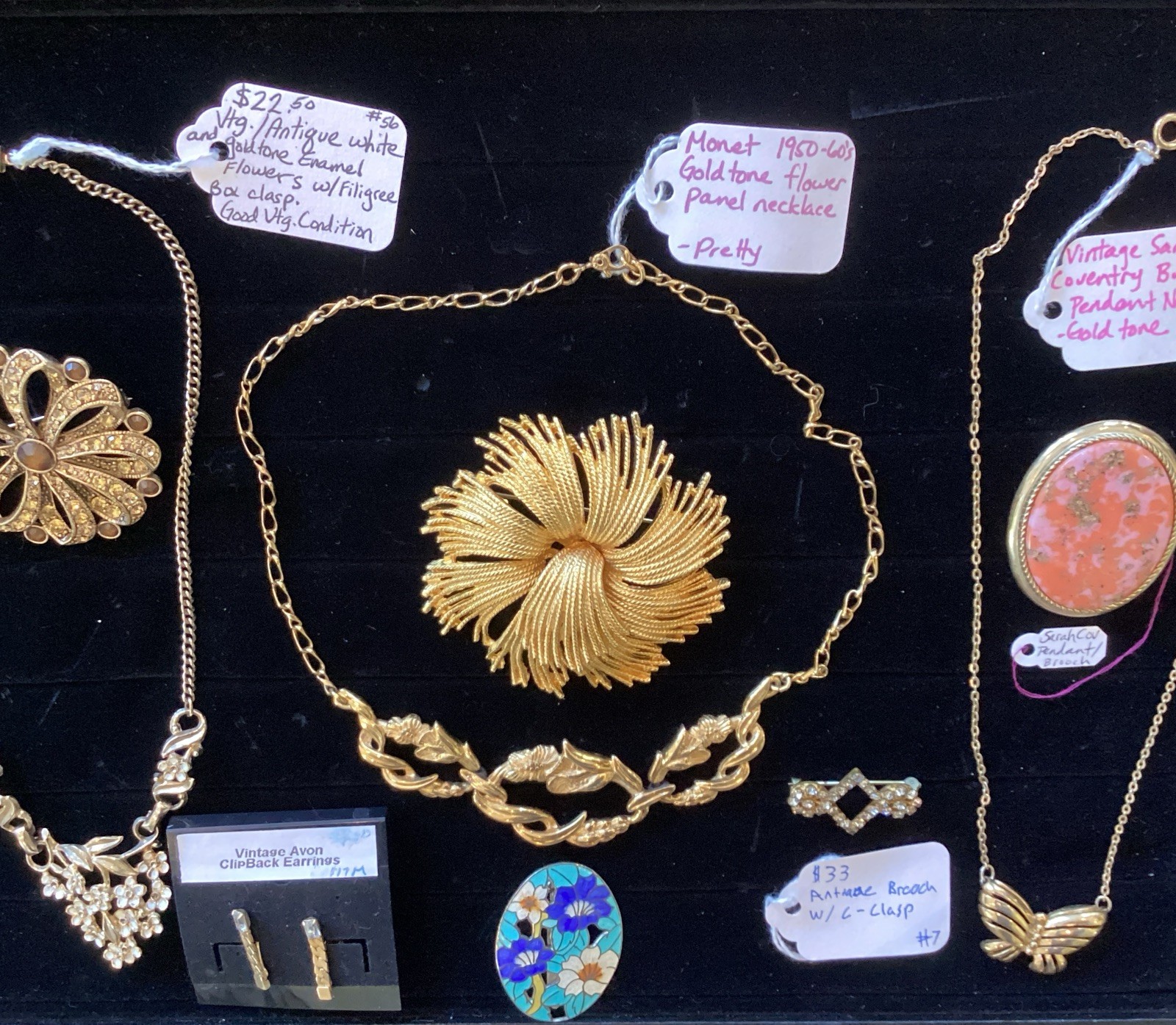 Mixed Vintage Jewelry Lot Necklaces Brooches Earrings Sarah Cov Etc Lot 74