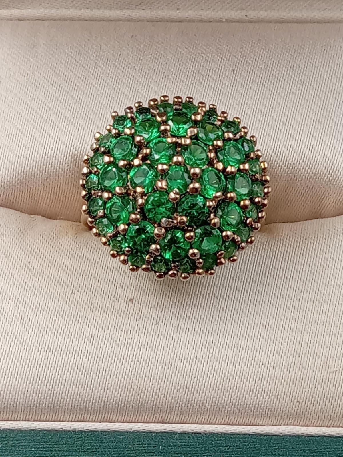 Gold Plated 925 Size 7 Ring w. HSN Rarities Sterling Silver Chrome Diopside Gems