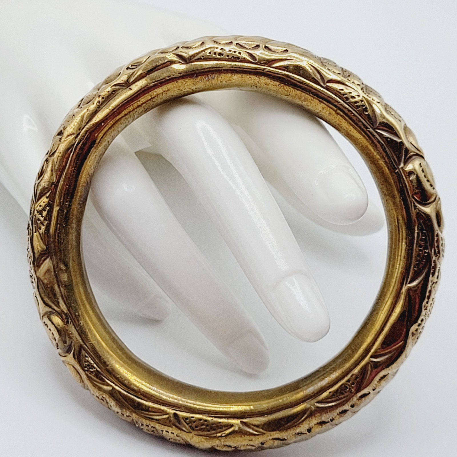 Chinese Wedding Chime Bangle Brass Repousse Chased Hollow Vintage Bracelet