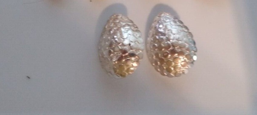 Vintage 1980’s Retro Silver Tone Clip On 1.5″ Earrings~~Lot of 2 Pair