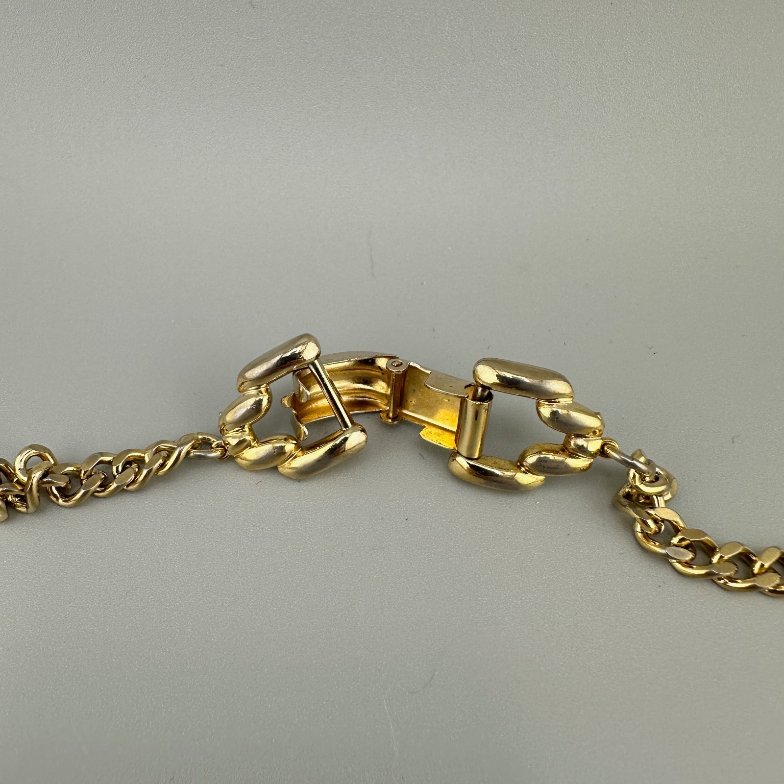 Vintage Chunky Statement Necklace Gold Tone Open Oval Link Retro Collar 1980s