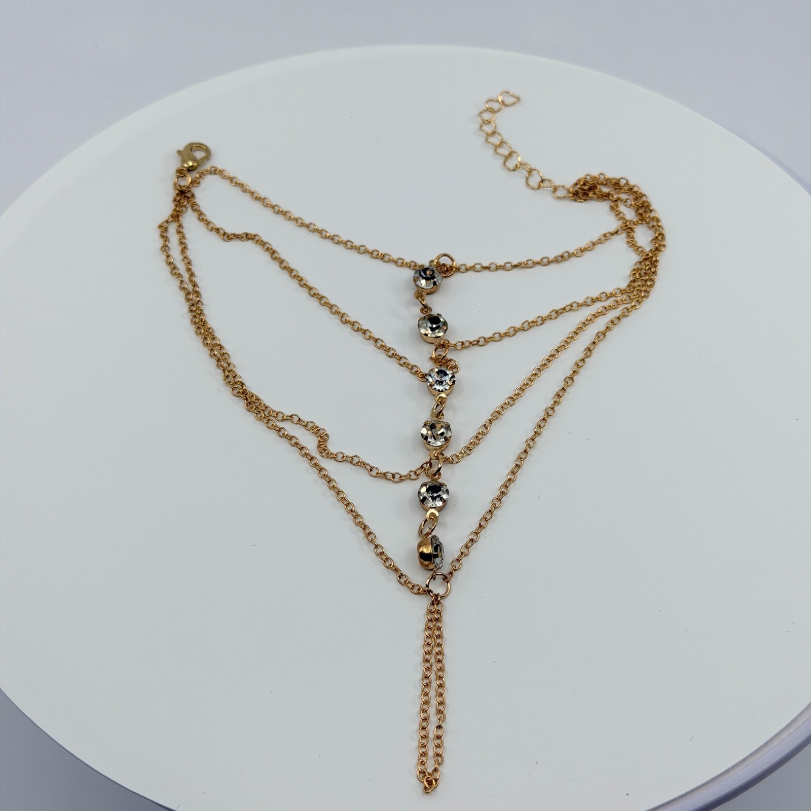 Vintage Gold Tone Layered Hand Chain Bracelet Slave Finger Ring Boho Retro 90s
