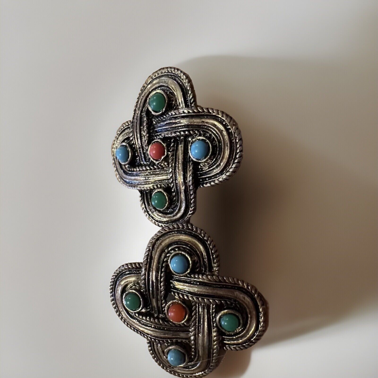 ORENA PARIS Unsigned Infinity Knot Moghul Jewels of India Earrings 1980s Vintage