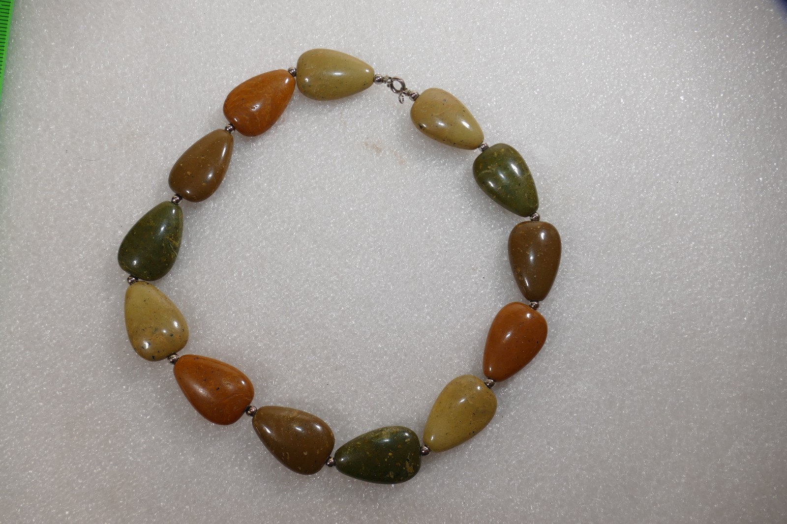 Faux Polished Jasper Gemstones Fashion Statement Choker Necklace Earthtones