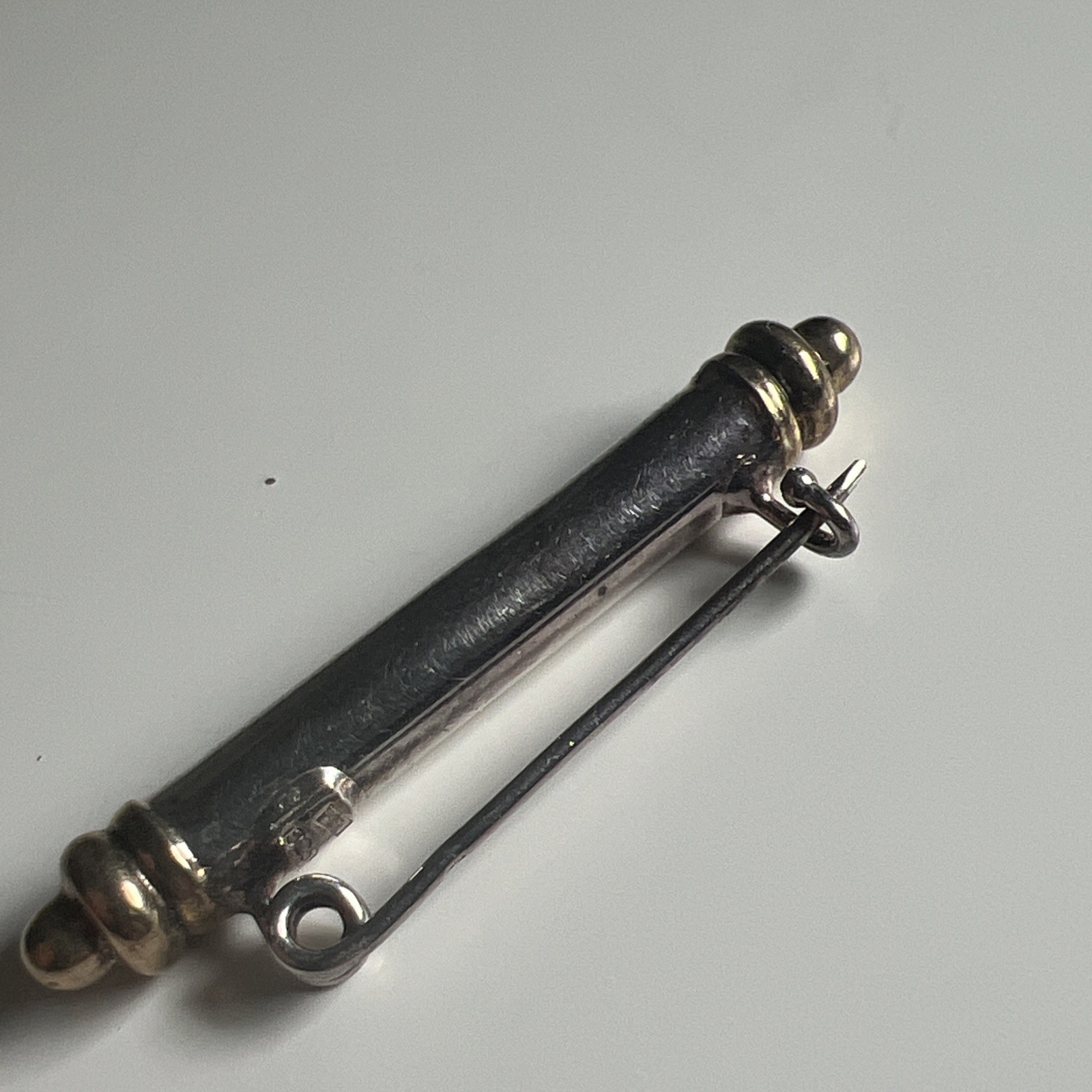 Vintage Sterling Silver Bar Brooch Pin Gold Tone Mixed Metal Italy 2″ Scroll 925
