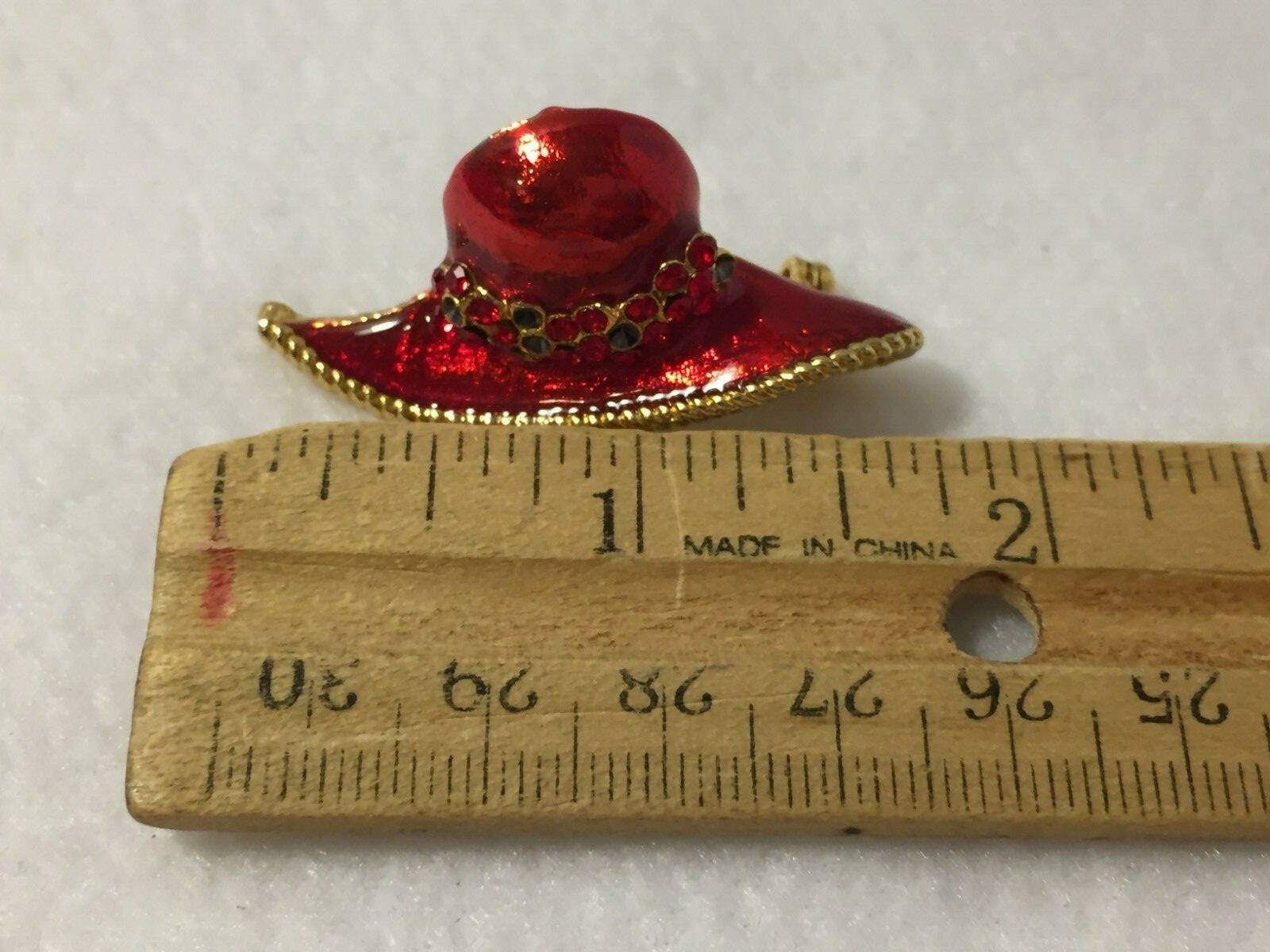 Red Hat Society Women’s Brooch Pin Button Red, Purple with Gold Tone Metal