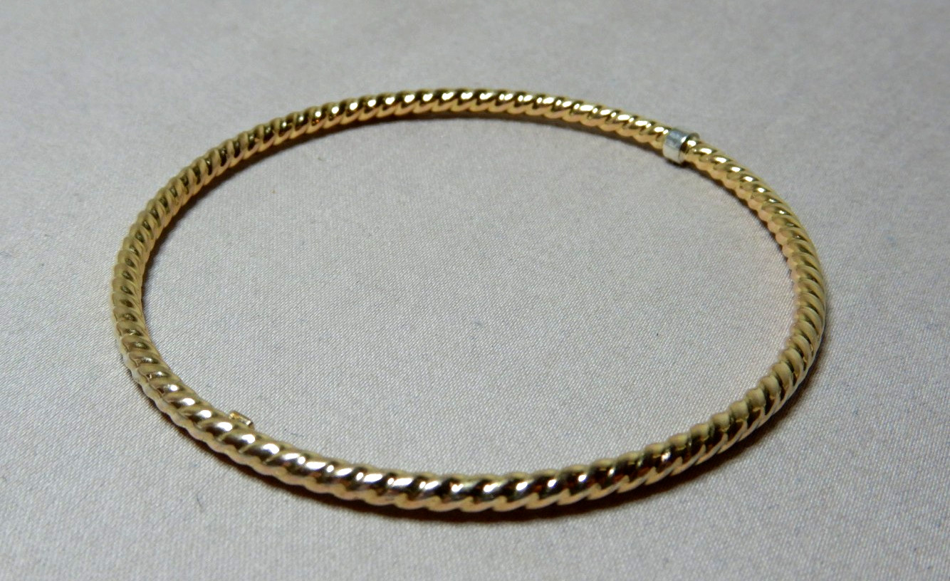 Vintage Italian 9ct Gold Over Sterling Silver Twist Bangle 66mm Interior 4245