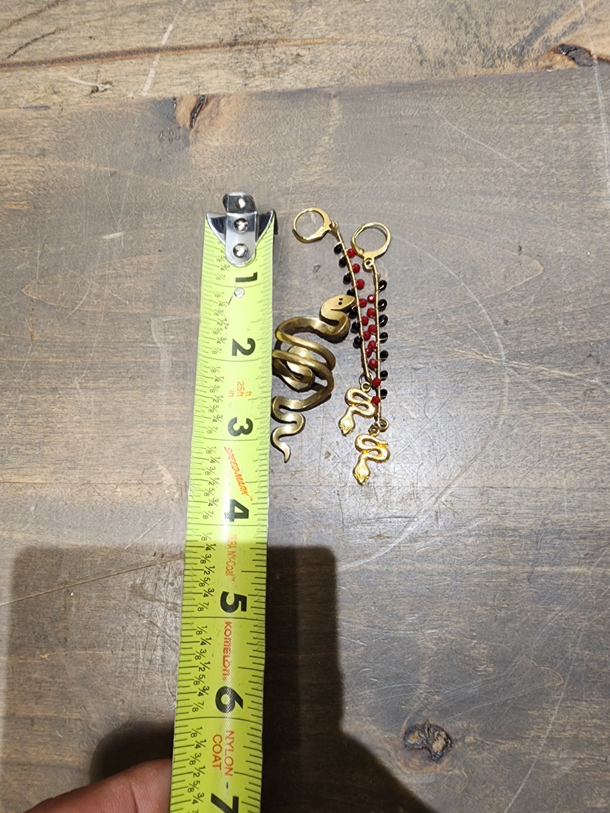 Vintage Lady Art Style Snake Serpent Coiled Wrap Finger Band Ring SZ 5 Brass