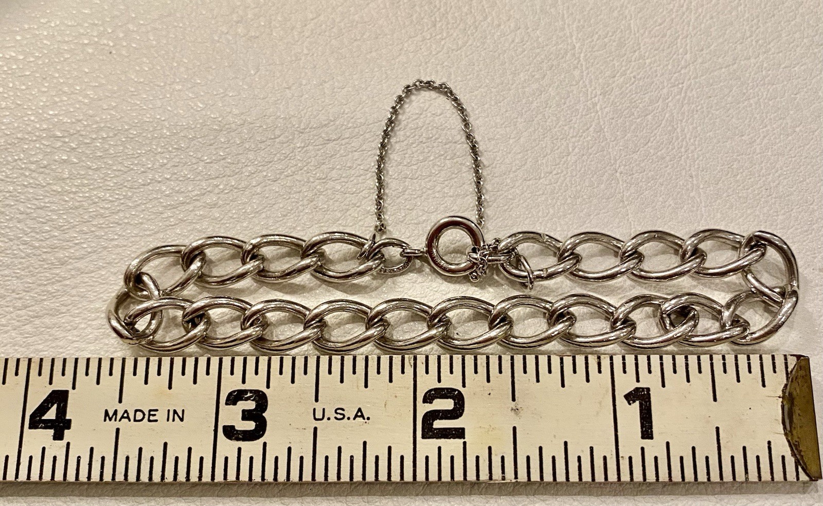 Vintage Large Link Starter Charm Bracelet Sterling Silver 7-1/4” unisex