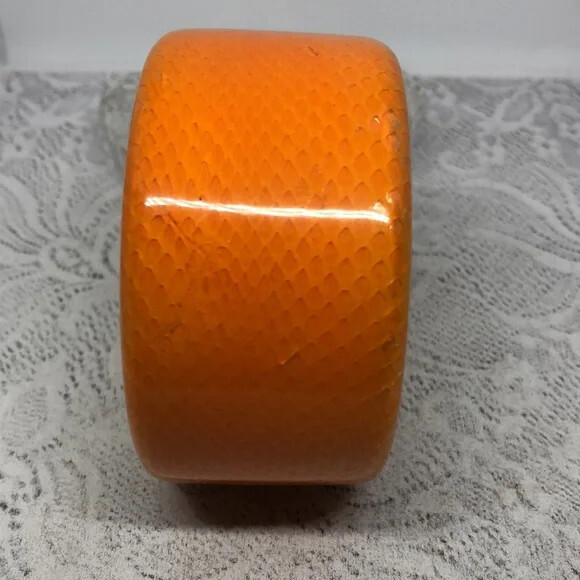 Vintage lucite and wood orange snakeskin bangle bracelet boho statement vibrant