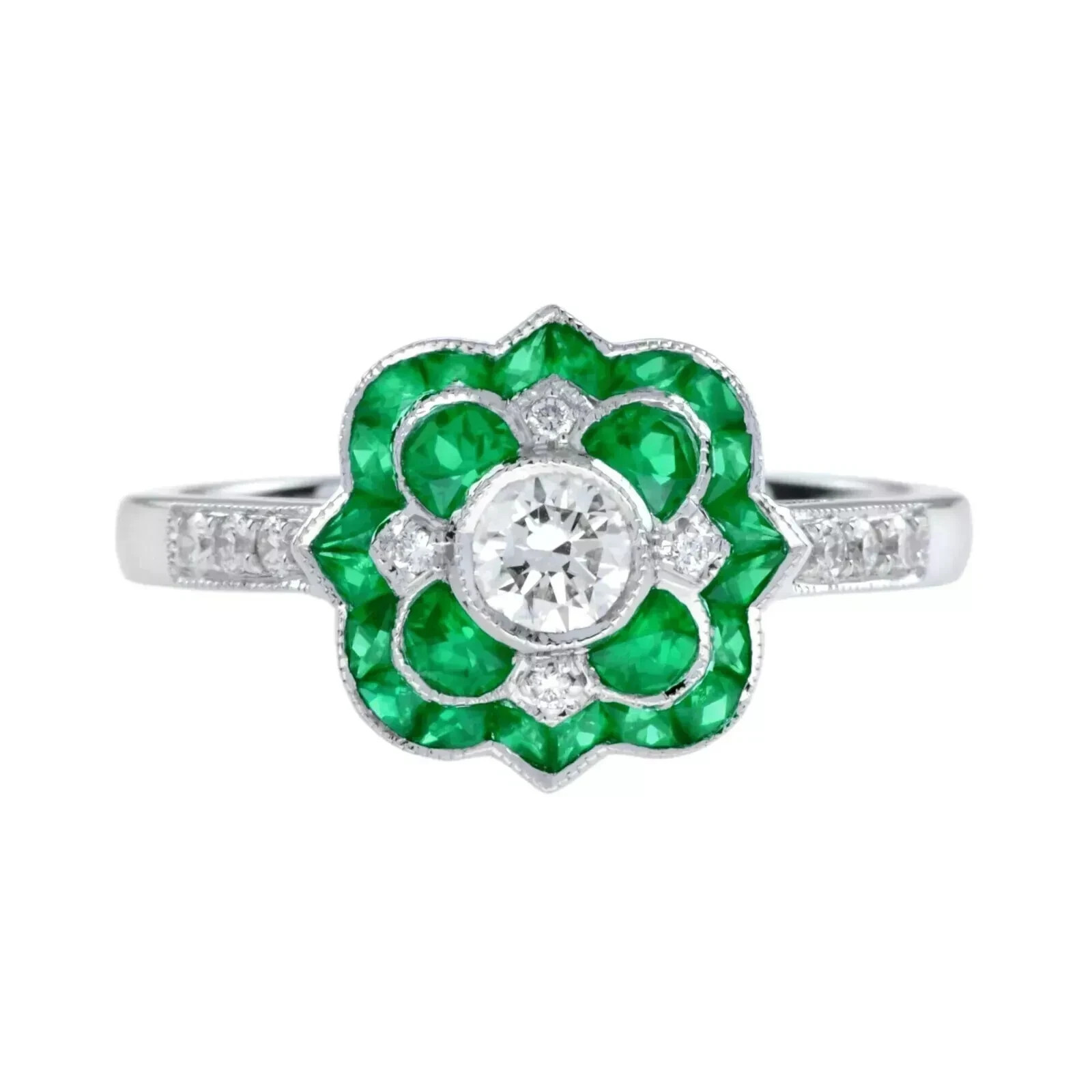 Art Deco Style Round Cut Lab Created Diamond 925 Silver Anniversary Ring