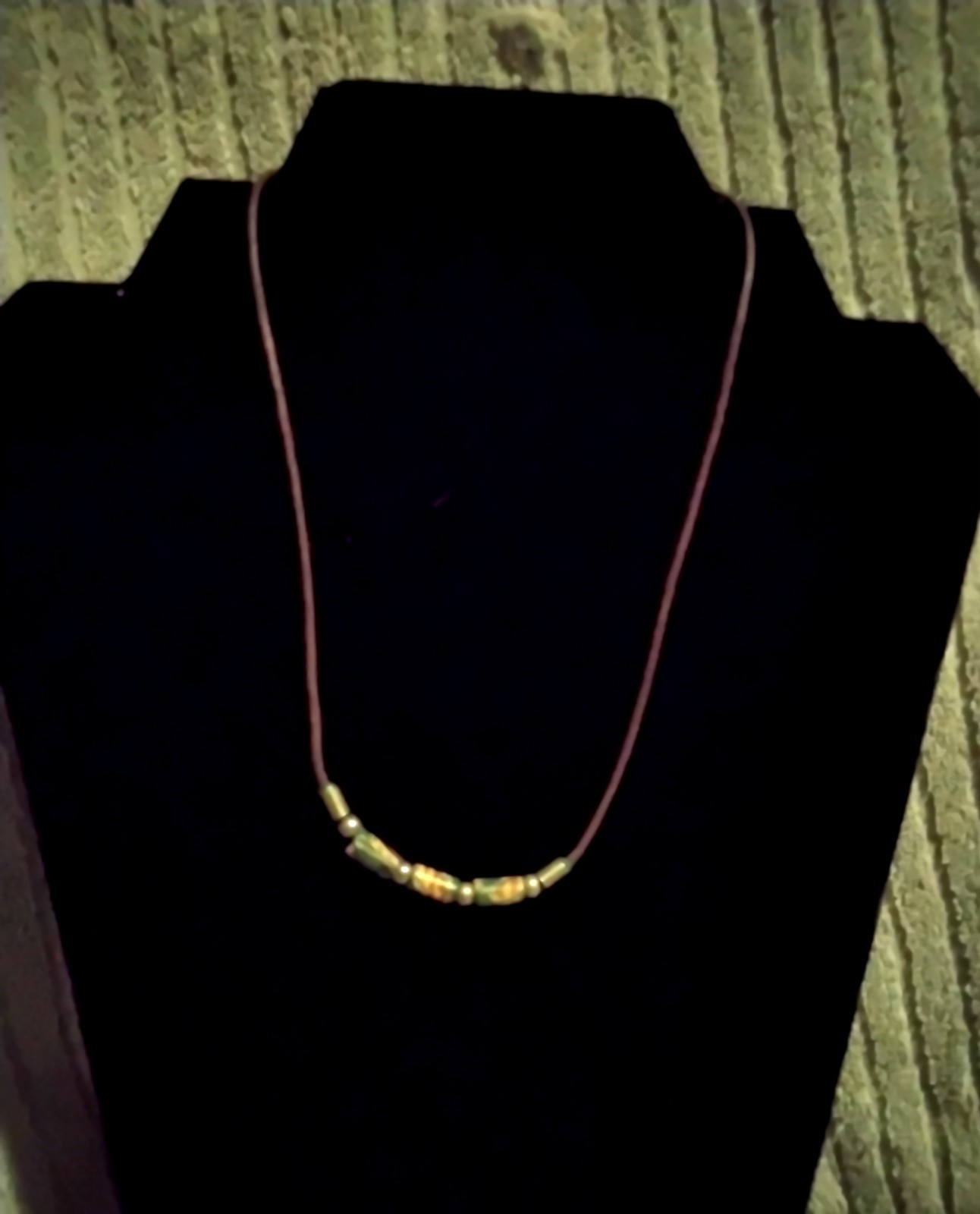 Vintage Boho Leather Cord Clay Beaded Necklace