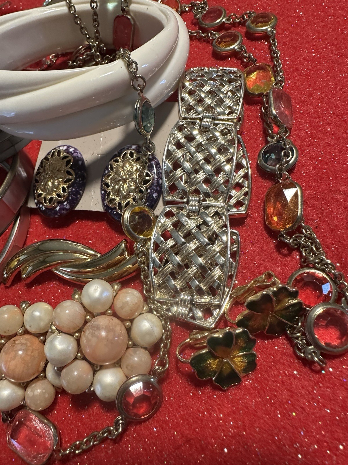 Vtg Estate Jewelry Lot Avon Monet Napier Lisner Marcella MOP