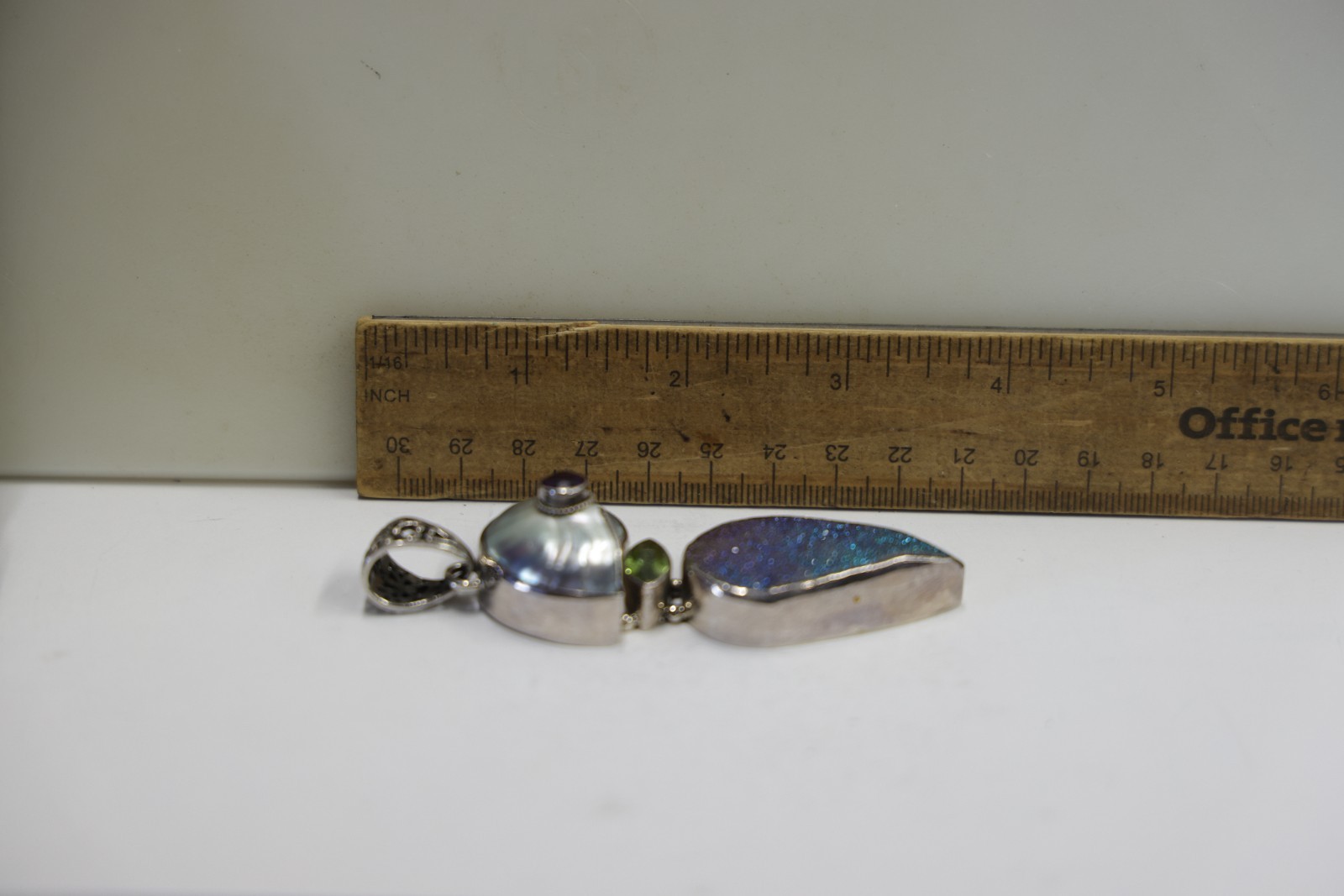 Vintage Sterling Multi Stone Designer Style Pendant 39.8 Grams